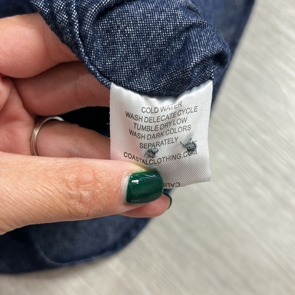 Coastal 9 • mens soft denim modern slim fit long sleeve button down shirt - Picture 6 of 8